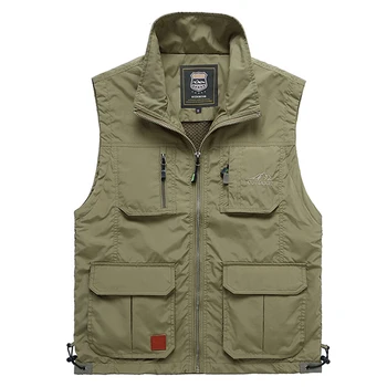 Summer Mesh Thin Multi Pocket Vest For Male Big Size Male Casual 6 Colors Sleeveless Jacket With Many Pockets Reporter Waistcoat