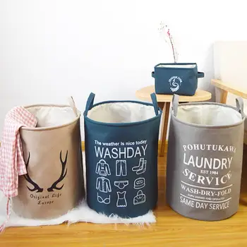 

New Thick double layer Cartoon Laundry Hamper Clothes Storage Baskets Home decoration storage barrel kids toy organizer basket