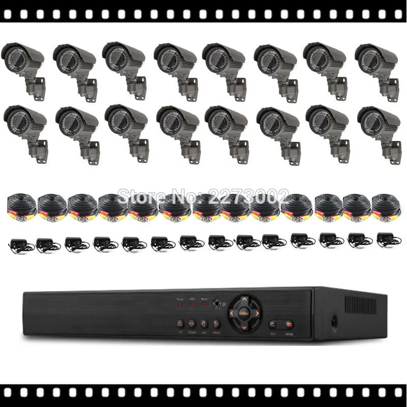 

HKES Security CCTV System 16 Channel with 16pcs IR Bullet AHD Camera, Super night vision