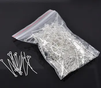 

Free sjipping!!!!!Silver Plated Color Eye Pins Findings 30x0.7mm 200g about 1600pcs
