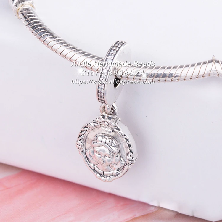 

Fashion Jewelry S925 Silver Evil Queen's Magic Mirror Dangle With Clear CZ Pendants Charms Fit DIY Bracelets Jewelry Making