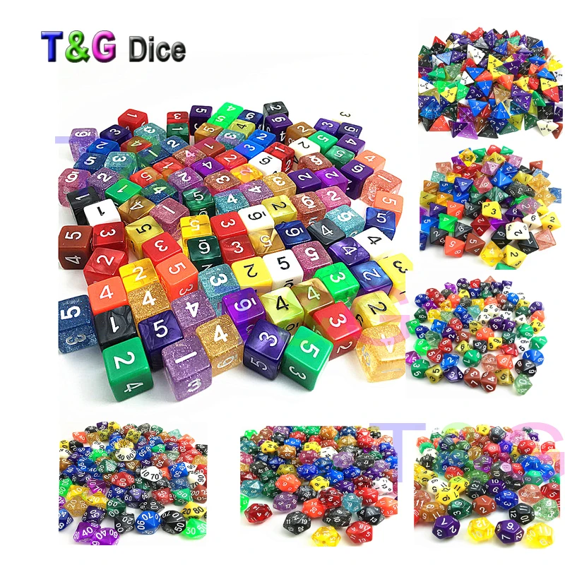Набор из 10 случайных цветов, случайный стиль, D4, D6, D8, D10, D00, D12, D20 для игры в кости, как аксессуары для настольной игры из игр