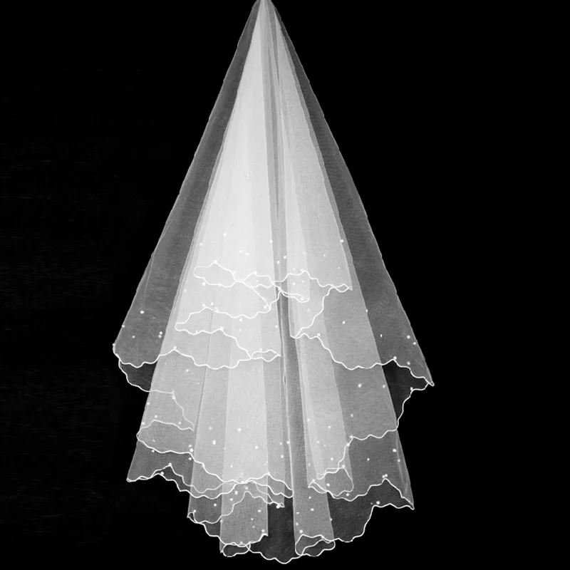 High quality Beaded Wedding Veils White Bridal Veil Vestidos Bride