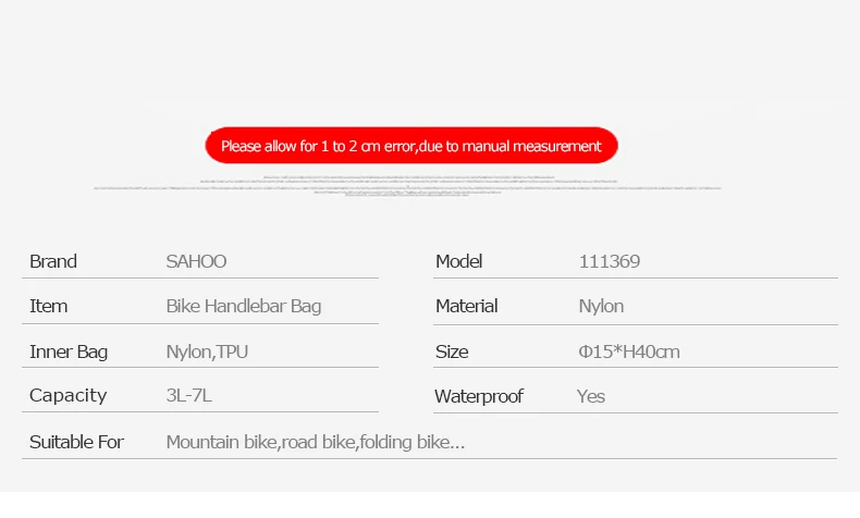 Sahoo 111369-SA 7L Водонепроницаемая Регулируемая емкость Горный Дорожный велосипед велосипедный руль сумка Паньер съемный сухой пакет