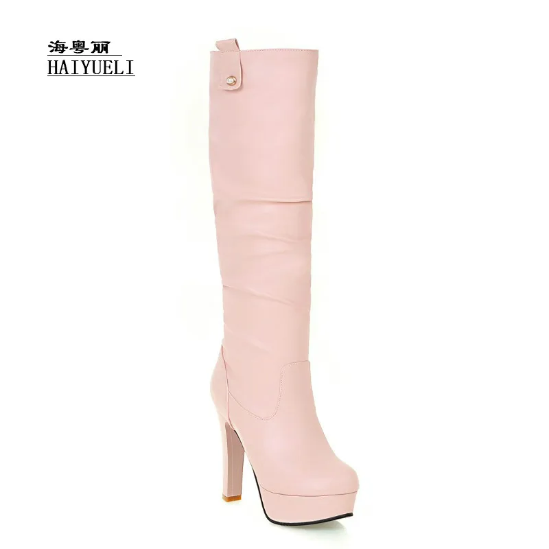 

Fashion Women's Shoes Autumn Winter Boots Thick Heel High Heels Shoes Knee-high Boots
