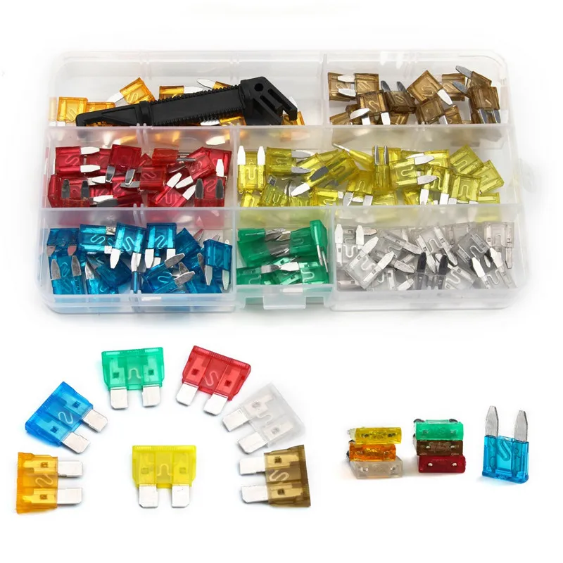 

242PCS Blade Fuse 7 Values Medium Mini Car Motorcycle Standard Small Automotive Car Fuses 5/7.5/10/15/20/25/30A With Box