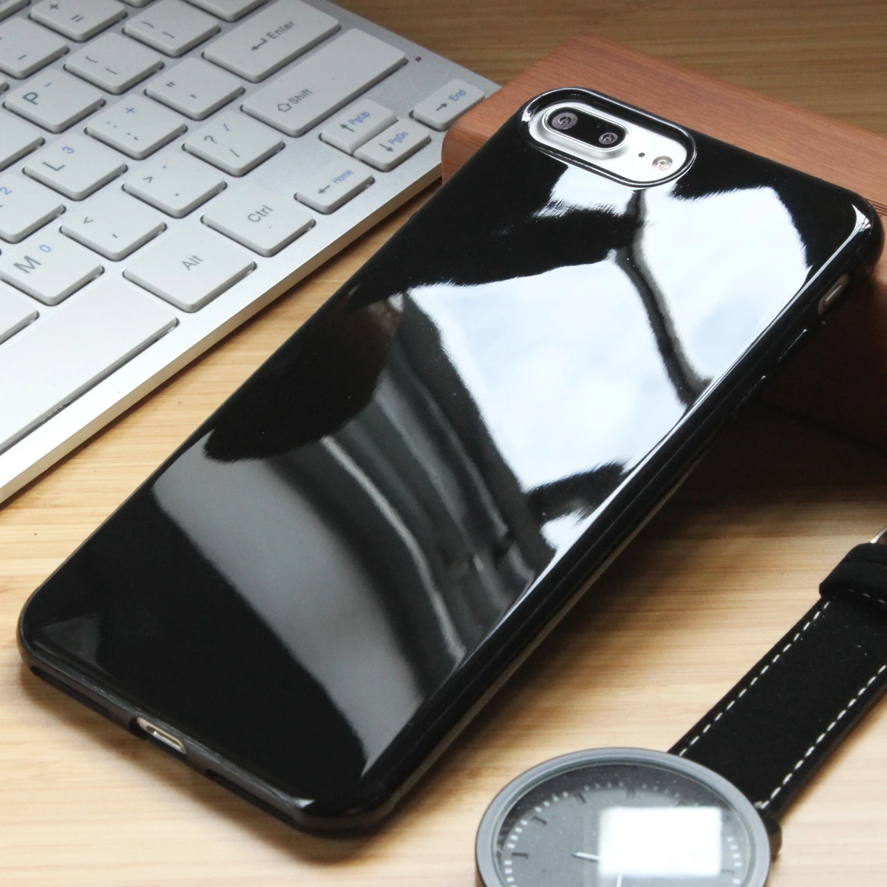 ピアノ黒電話ケース用appleのiphone 7ケース光沢のある黒ソフト裏表紙用iphone 7プラス超薄型電話カバーキャンディー色 Phone Cases Case Pluscase For Aliexpress