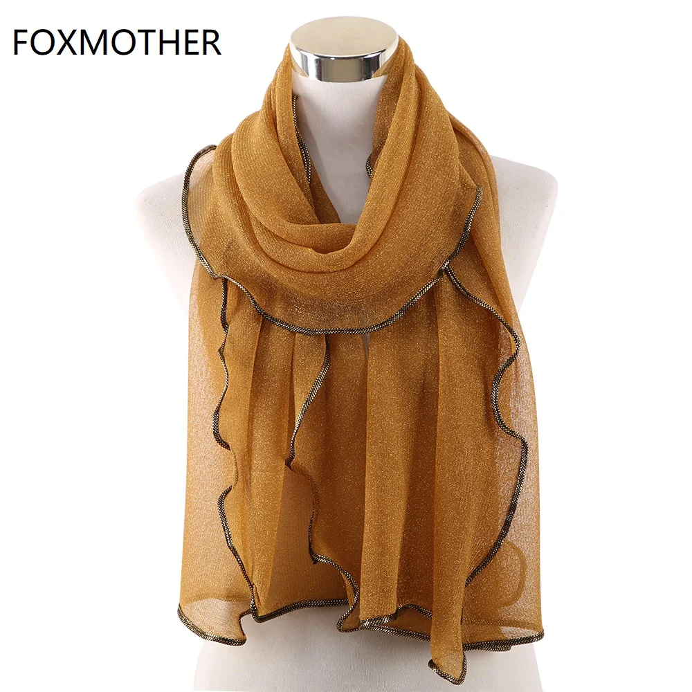 

Gold Sliver Shiny Shimmer Scarfs Foulard De Mousseline Wrap Lurex Glitter Hijab Shawl Scarves Islamic Arab Head Scarf Hijab