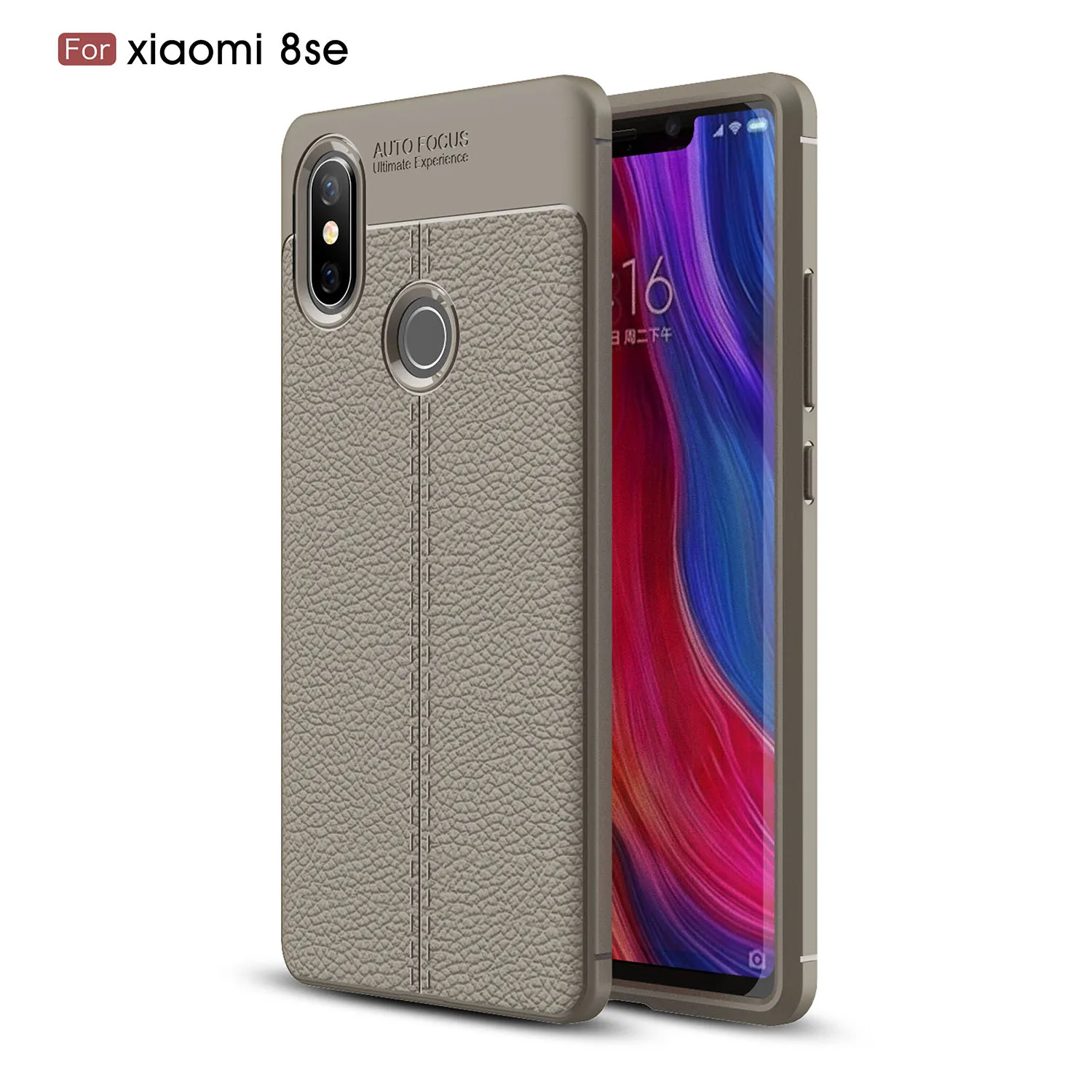 DWaybox TPU дерматоглиф задняя крышка для телефона для Xiaomi Mi 8 SE 5,88 дюймов с текстурой личи защитный чехол из искусственной кожи - Цвет: Серый