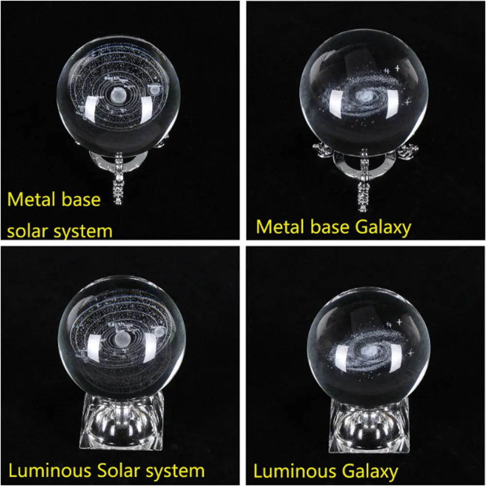 6 см с 3D гравировкой Галактическая солнечная система хрустальный светильник Ночной светильник светящийся крафт стеклянный круглый шар домашний офисный Настольный Декор лампа подарок