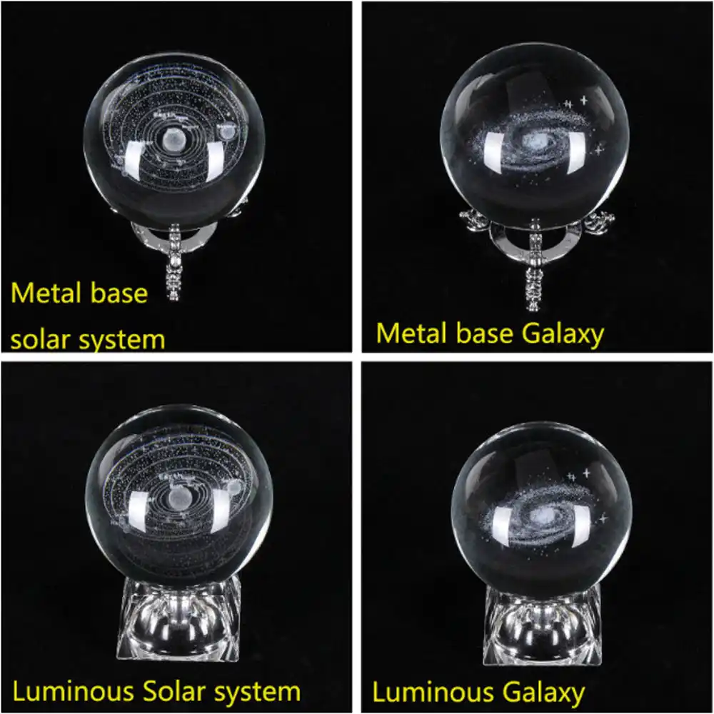 Galaxie Lumineuse LQCN 6cm 3D Grav/é Galaxy syst/ème Solaire Cristal Lampe Nuit lumi/ère Lumineux Artisanat Verre Rond Sph/ère Maison Bureau Table Decor Lampe Cadeau