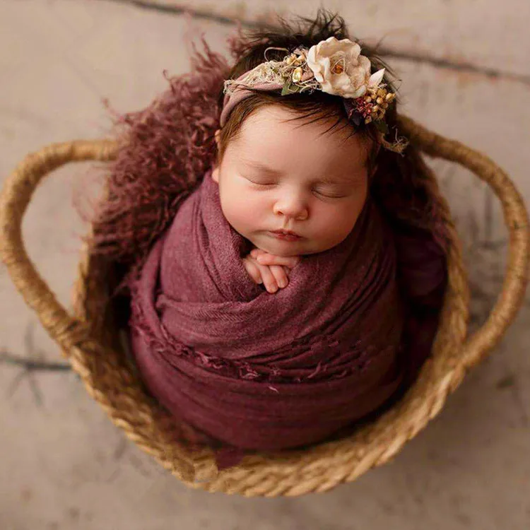 

Baby photo prop basket newborn photography props photography accessories Hemp rope weaving props