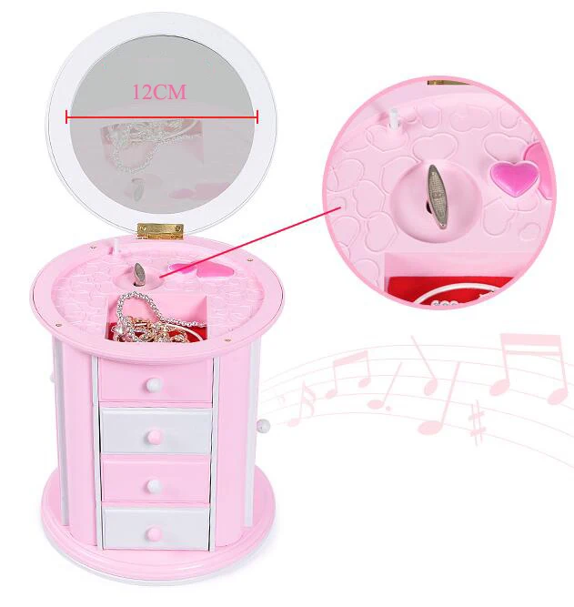 Мультфильм Музыкальная Косметика драгоценность зеркало коробка для хранения лучший подарок на день рождения для девочки