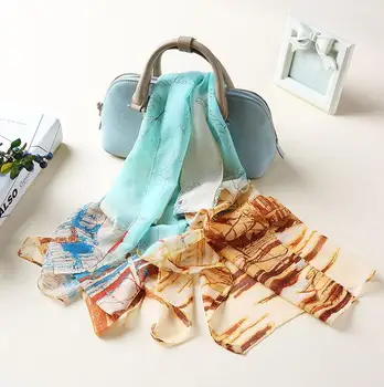 

Women's building print long chiffon scarf lady's long silk scarf summer Polyester beach sunscreen shawl 160*50cm R545