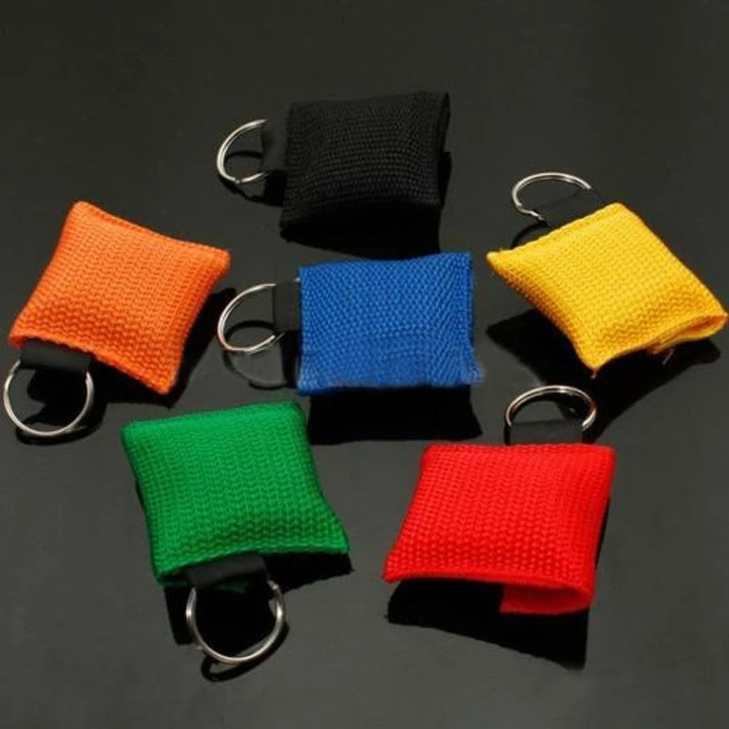 

2 pcs Hot CPR Resuscitator Emergency Mask Key Ring Keychain Face Shield Rescue Color Random