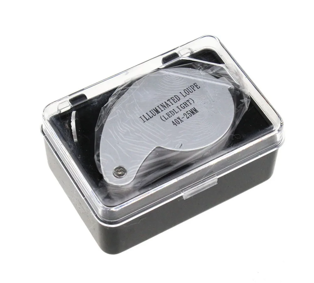 

40X Portable Folding Magnifier Loupe Illuminated Magnifier Magnifying Glass Jewelry Coins Stamps Antiques