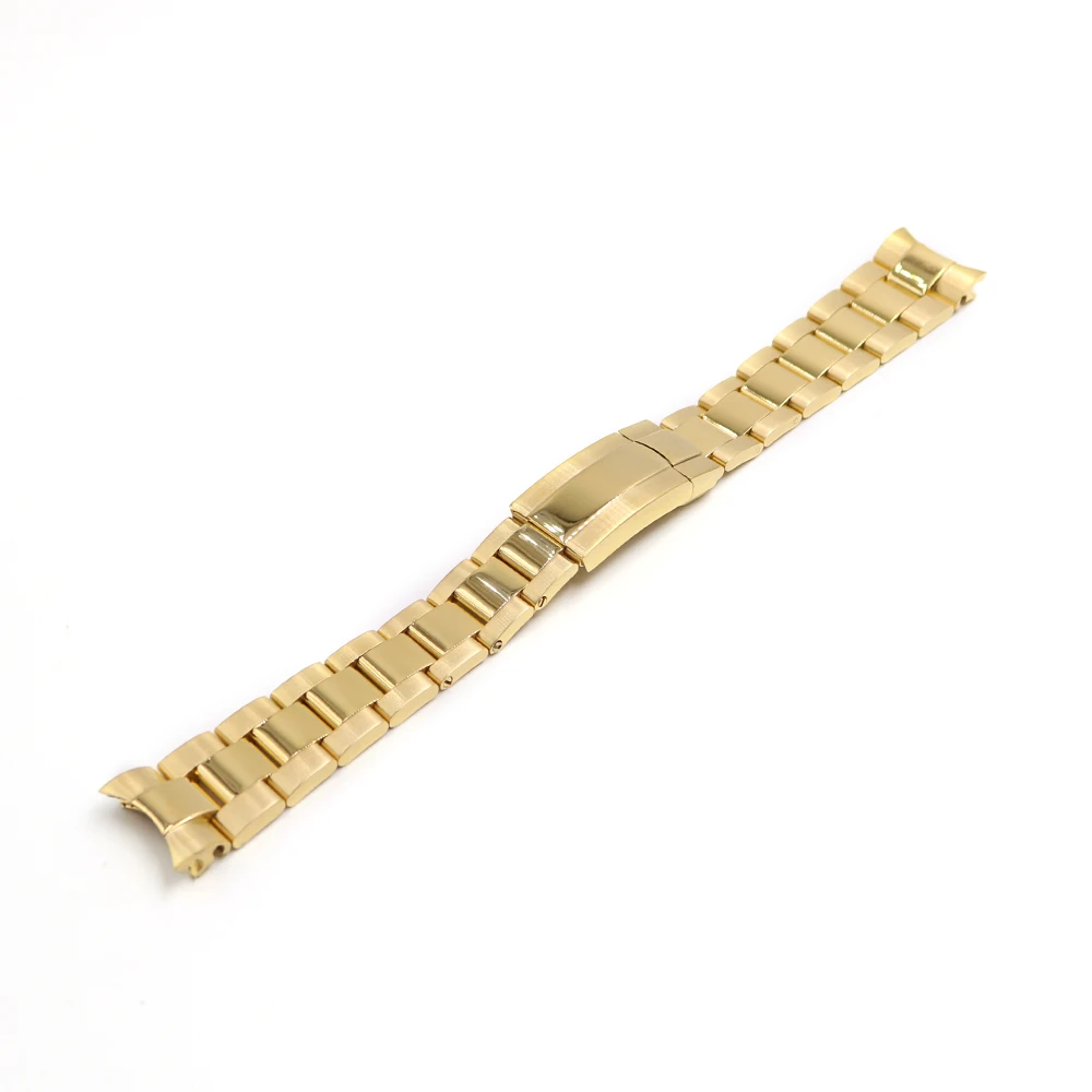 CARLYWET 20mm Gold Silver Steel Solid Curved End Screw Links Deployment Clasp Watch Wrist Band Bracelet For Submariner GMT