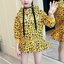 4-12T Girls Dress autumn winter Clothes Thick Warm Kids Toddler baby dress for girl Leopard Christmas Dresses