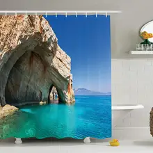 Океанская душевая занавеска набор декор комнаты морская пещера в закинтос остров Греция отдых расслабляющий морской пейзаж побережье картина ванная комната