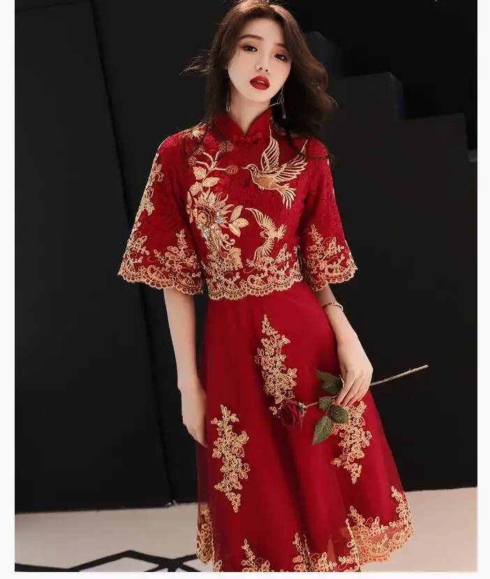 Chinese Dream Show Clothing Simple Pregnant Women Dress Luxury Lace Embroidery Wedding Dresses Sweetheart Elegant Vestido Bride