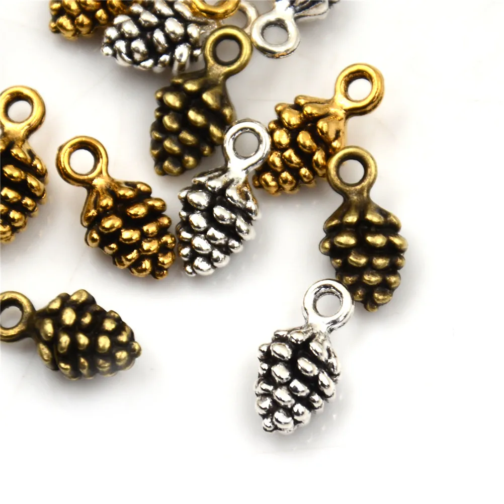 10 шт. античный кулон подходит для винтажного тибетского серебра DIY Подвески Pinecone