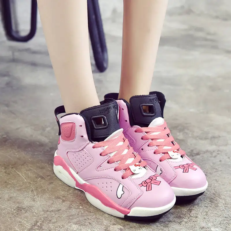 

YEALON Womens Basketball Shoes Sneakers Women High Top Hello Kitty Shoes Zapatillas Baloncesto Mujer Athletic Training Boots