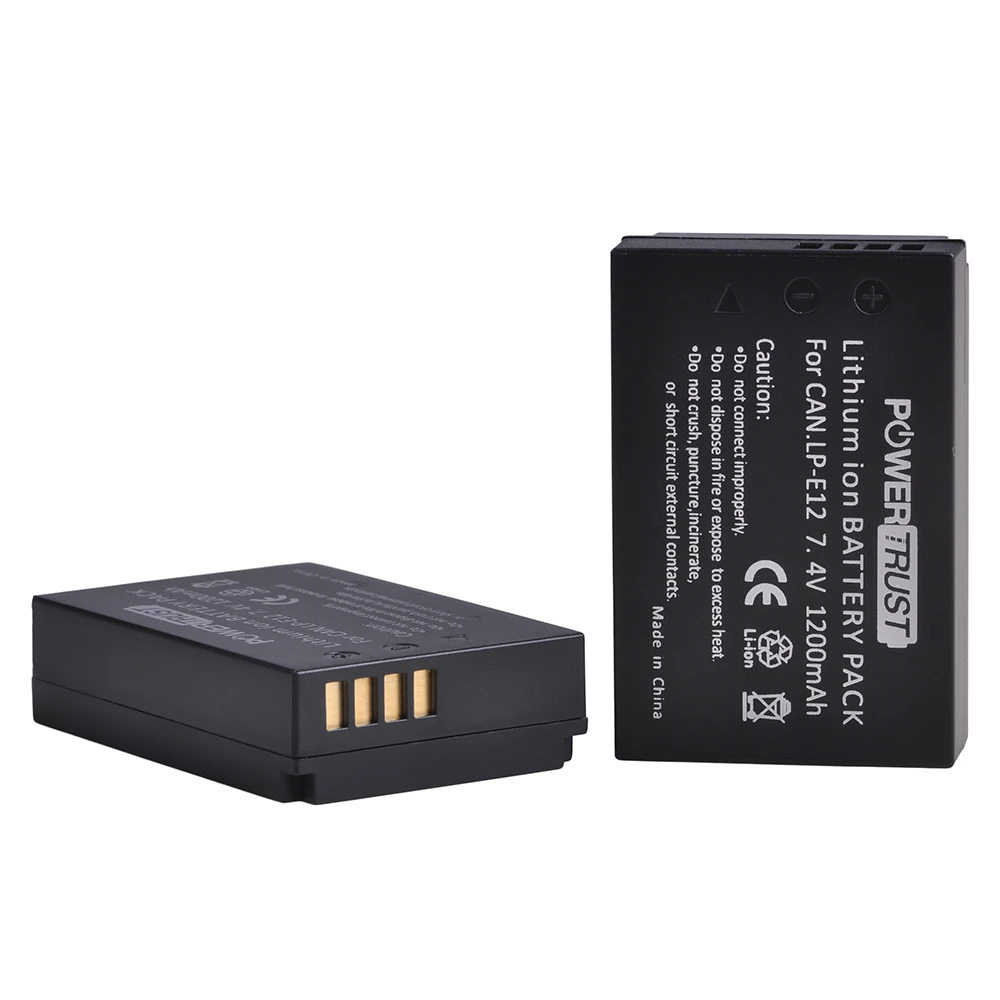 PowerTrust 2 шт. LP-E12 LPE12 LP E12 батарея+ ЖК USB двойной зарядное устройство для Canon EOS M50, EOS M100, 100D Kiss X7 Rebel SL1