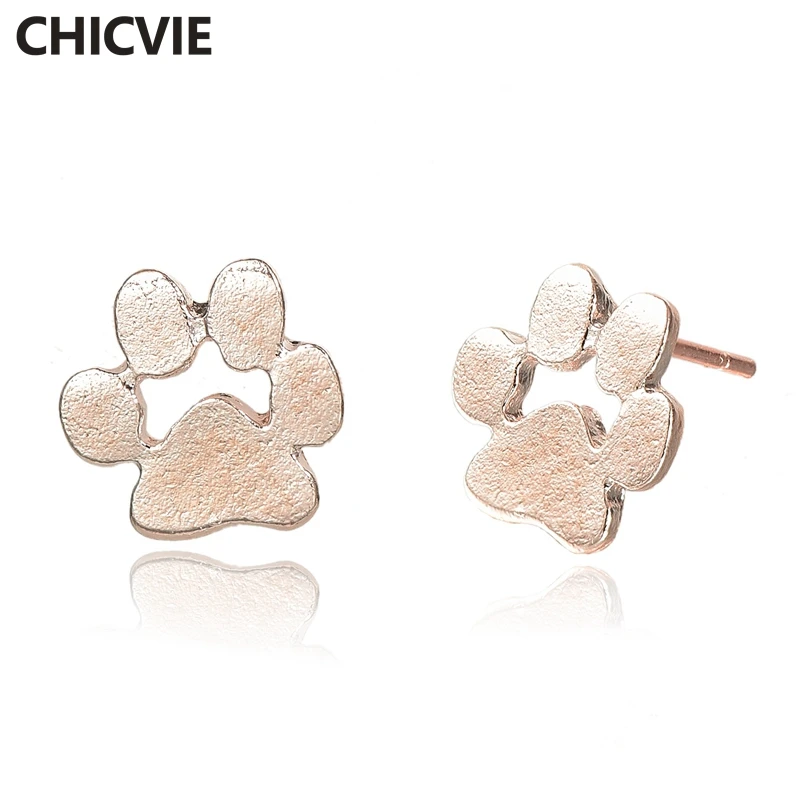 

CHICVIE Custom High Quality Fashion Cute Solid Paw Stud Earrings For Women Animal Cat & Dog Paw Stud Earrings Femme SER180017