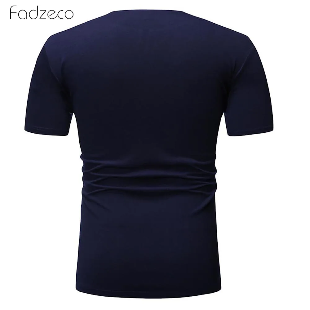 Fadzeco 2019 Африканский Топ для мужчин с принтом короткий рукав Племенной круглый вырез, для мужчин Топ Модные повседневные мужские топы