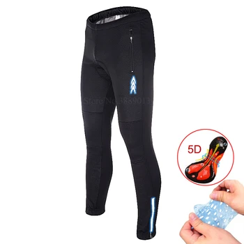 

Winter Thermal Fleece Men Cycling Pants Long 5D Padded Waterproof MTB Bike Shorts Reflective Bicycle Trousers Compression Tights