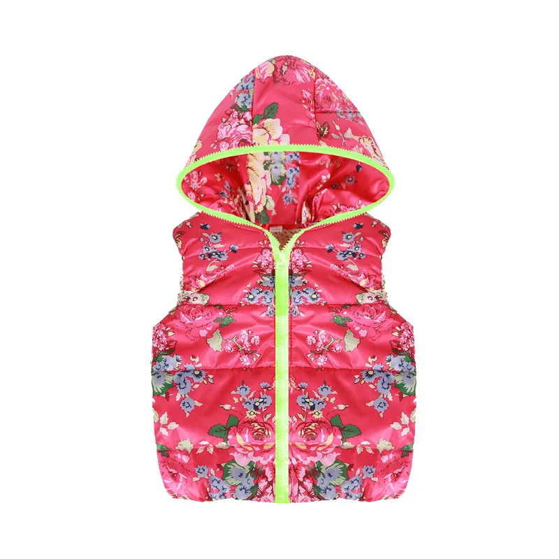 Cotton Child Waistcoat Hooded Floral Printed Baby Girls Vest Children Outerwear Spring Autumn Kids Clothes For 2-6 Years Old Cotton Child Waistcoat Hooded Floral Printed Baby Girls Vest Children Outerwear Spring Autumn Kids Clothes For 2-6 Years Old