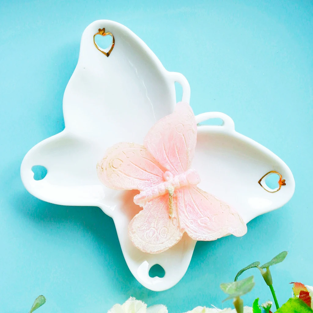 Cute Ceramic Butterfly Women Girls Ashtray Outdoors and Indoors Ash Tray, Desktop Smoke Ash Tray for Home Office Decoration 