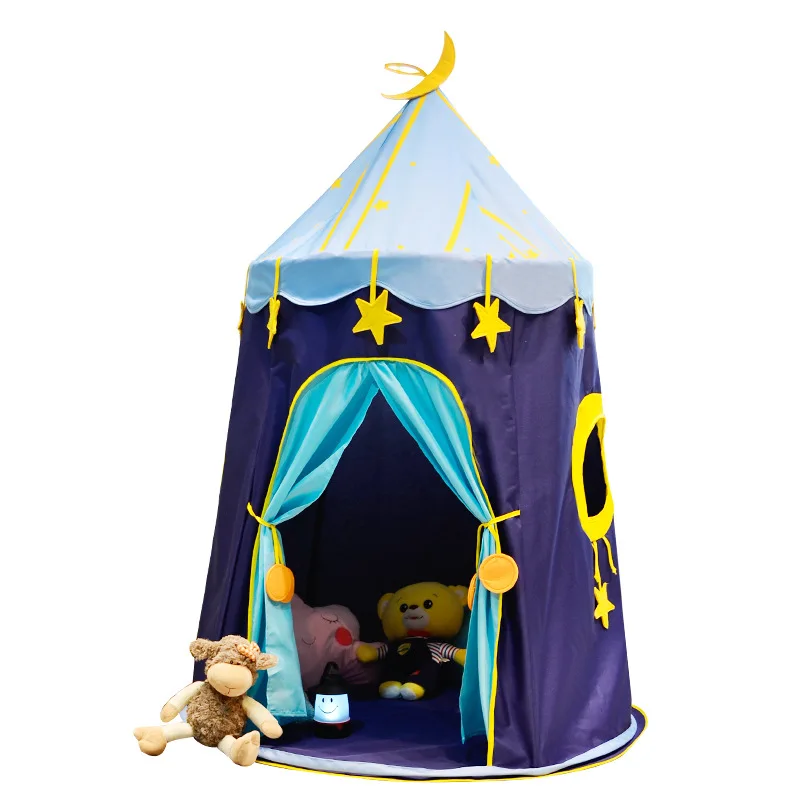 

Children's Tent Blue Star Room Game House Baby Toy Game Castle Princess Tent Teepee Playhouse for Kids Folding Playtent