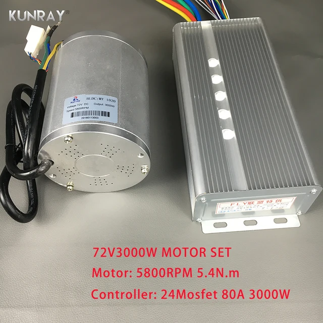 KUNRAY BLDC 72V 3000W Brushless Motor Kit With 24 Mosfet 50A Controller