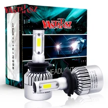 S2 Auto Car H7 LED Headlights 2X36W 6500K 8000LM 12V COB Bulbs 2sides Diodes White Automobiles Replace Parts Lamp