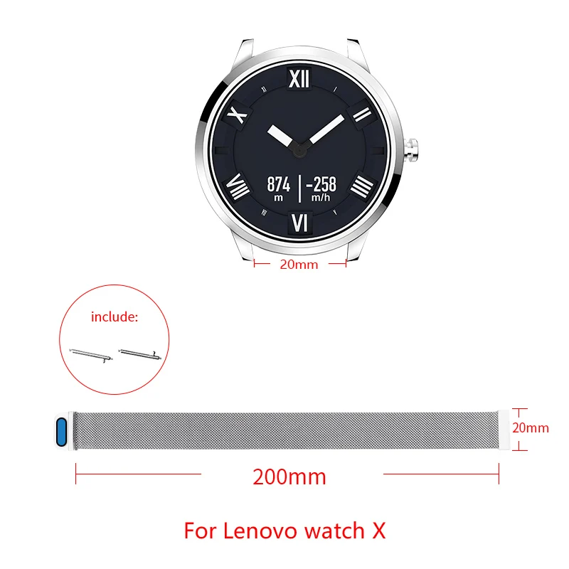 20 мм Миланская Петля Браслет Для lenovo watch X Сменный ремешок петля назад магнитная пряжка lenovo ремешок для часов