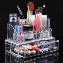 Двухслойная настольная прозрачная Косметика Органайзер косметическая коробка держатель помады Выдвижная шкатулка для украшений