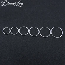 Простые 925 пробы серебряные серьги-кольца для женщин, маленькие серьги-кольца, круглые серьги-кольца