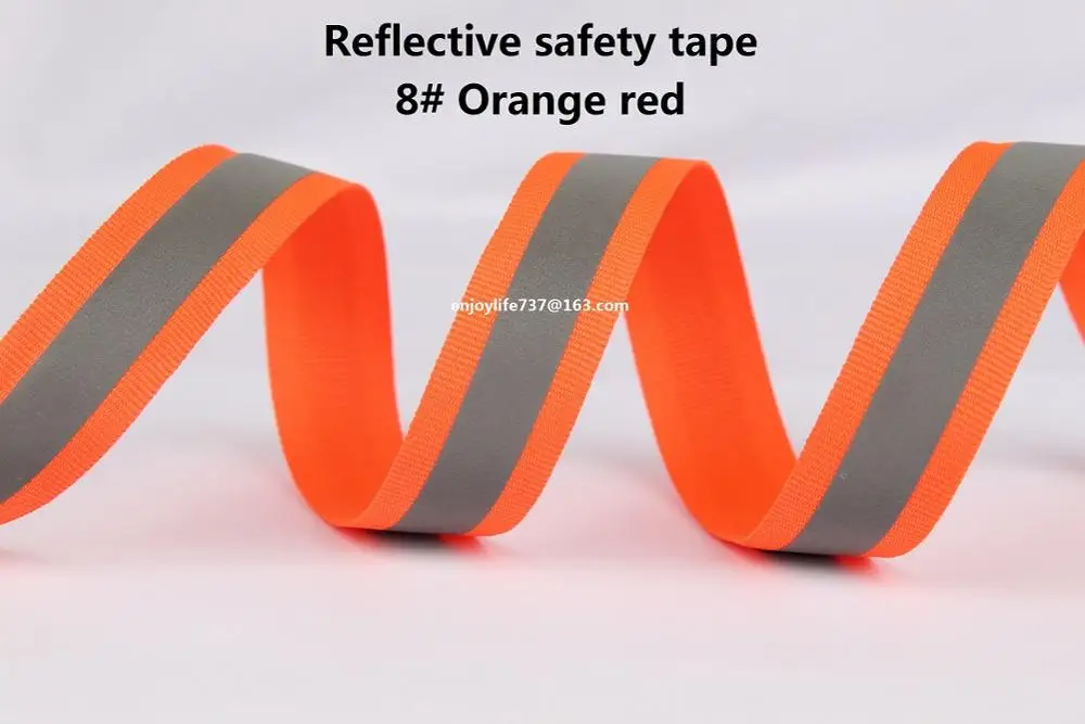 orange red 3/"(2 см) Широкий 50 ярдов длинный рулон специальная Светоотражающая тканевая лента(флуоресцентный зеленый, белый, черный, желтый, золотой, орангей - Цвет: orange red