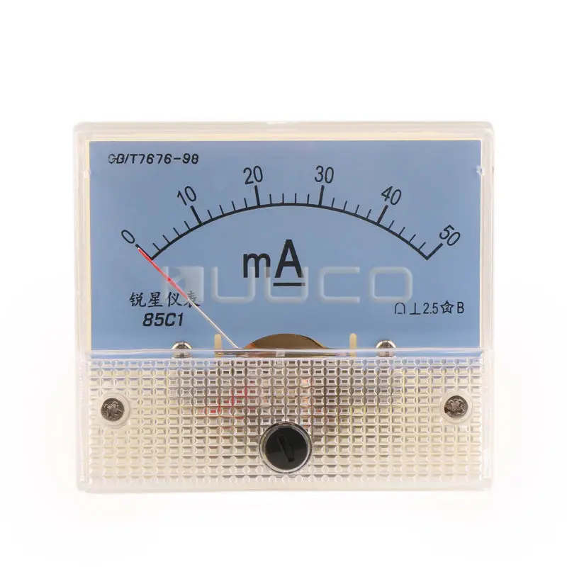 85C1 DC 0-20mA Analog Panel AMP Current Meter Ammeter Gauge - 64x56mm White Face
