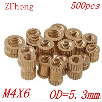 

500PCS M4*6 brass insert nut / knurled nut / round nut for injection moulding OD=5.3mm