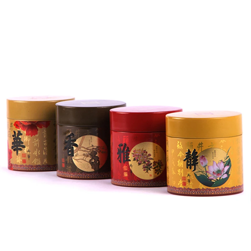 

Xin Jia Yi Packaging Metal Tin Box New Fashion Chinese Style Classical Multi-color Tins Round Metal Tea Coffee Cookie Cans