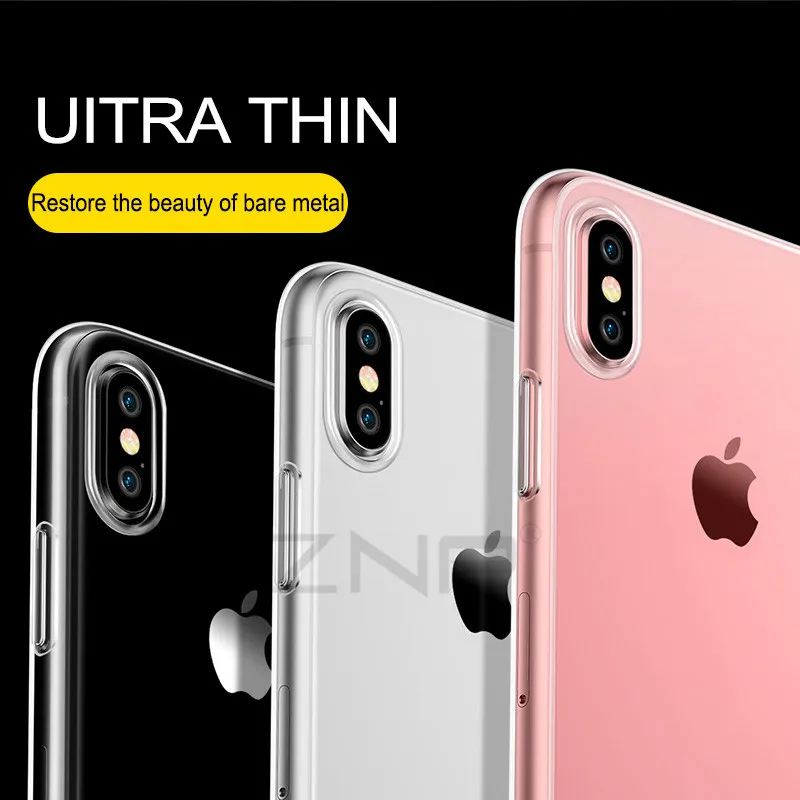 ZNP, Ультратонкий Мягкий Прозрачный чехол из ТПУ для Apple iPhone X, 8, 8 Plus, 7, силиконовый чехол, чехол для iPhone 6, 6, 7 Plus, чехол для телефона