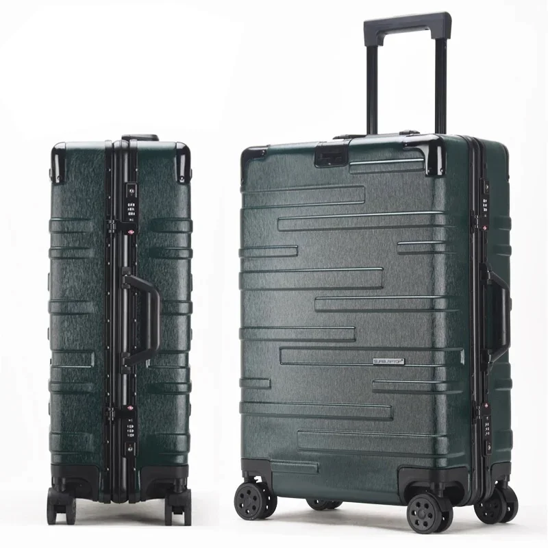 Тренд 24 26 дюймов багаж на колёсиках алюминиевая рама тележка твердая Дорожная сумка 20 29 женская сумка-интернат переноска чемоданы багажник - Цвет: Aluminum frame
