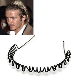 Fashion David Beckham Style Black Metal Male Headbands Men Wave Hairband Women Girls Hair Accessories