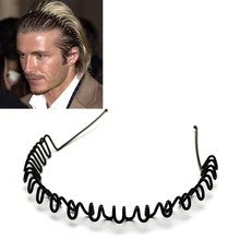 Diadema para hombre de Metal negro estilo David Beckham, diadema de ondas para hombre, accesorios para el cabello para mujeres y niñas