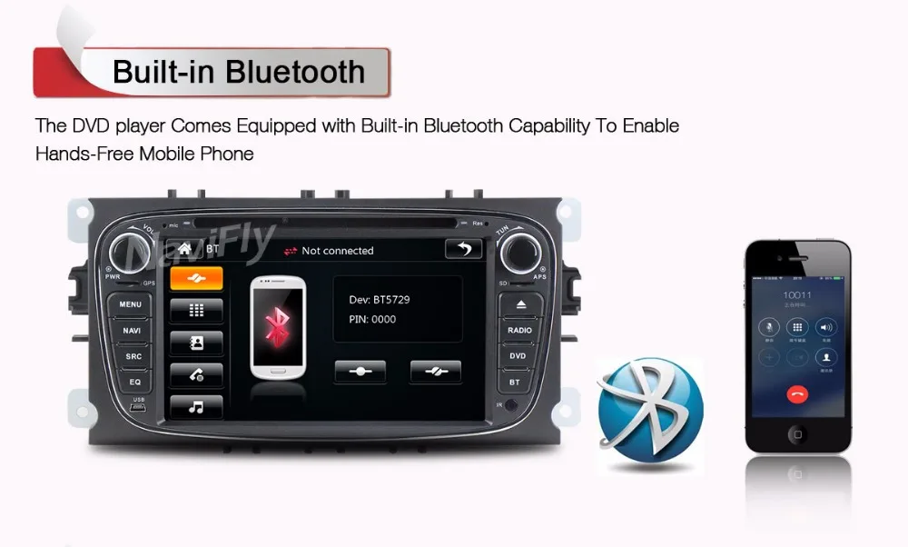 Cheap In stock 2DIN Car DVD Player GPS Navi for Ford Focus Mondeo Galaxy Kuga with Audio Radio Stereo Head Unit BT RDS Free MAP MIC 34