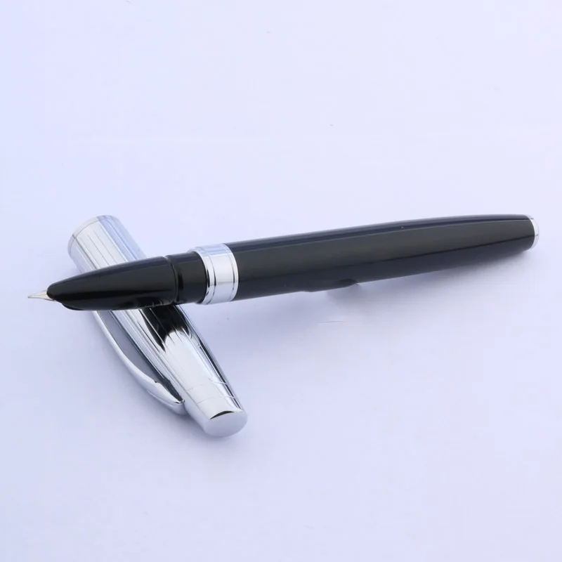 

Baoer 100 Black Lacquered Silver Stripe Fine Nib Fountain Pen