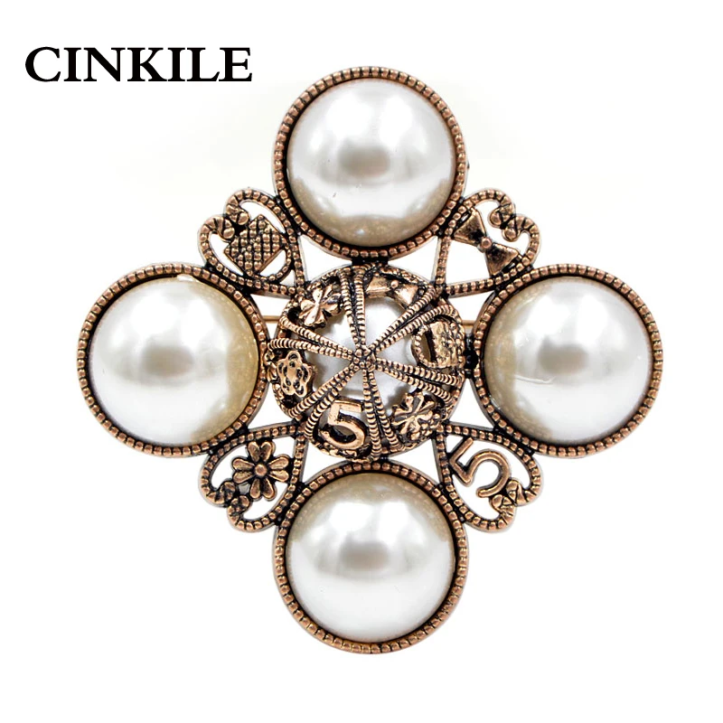 

CINKILE Big Pearl Brooches for Women Baroque Jewelry Cross Style Brooch Pin Vintage Fashion Coat Accessories Jean Badges New