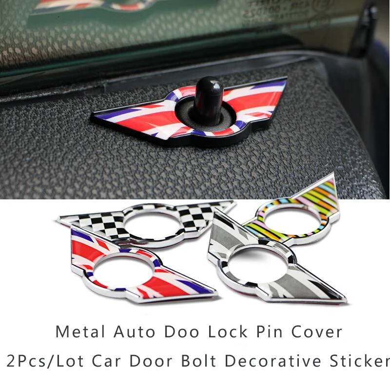 2pcs car door lock pin cover auto door bolt decorative sticker for R50